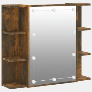 vidaXL Armário espelhado com LED 70x16,5x60 cm carvalho fumado