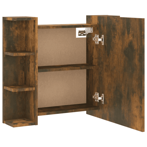 vidaXL Armário espelhado com LED 70x16,5x60 cm carvalho fumado vidaXL Armário espelhado com LED 70x16,5x60 cm carvalho fumado