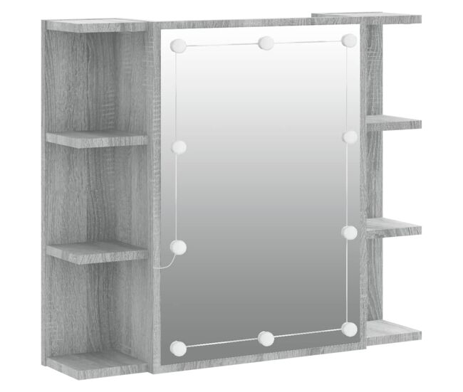 Vidaxl mueble con espejo y led color gris sonoma 70x16,5x60 cm