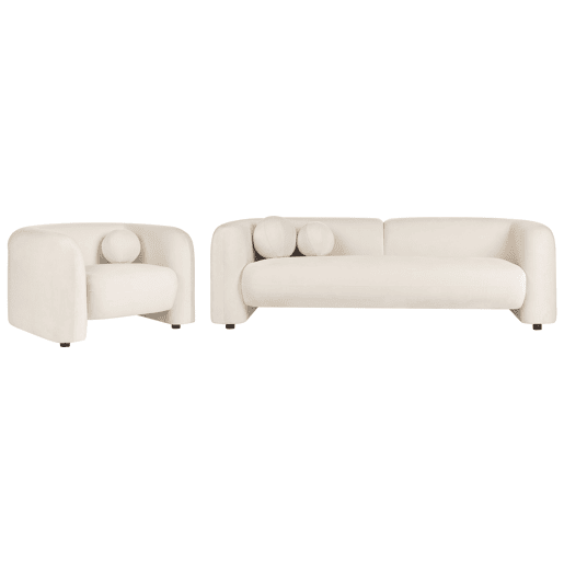 Conjunto de sala de estar LEIREN Veludo Branco creme 4 lugares