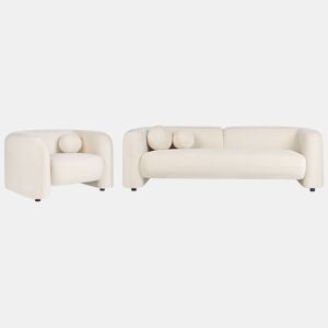 Conjunto de sala de estar LEIREN Veludo Branco creme 4 lugares