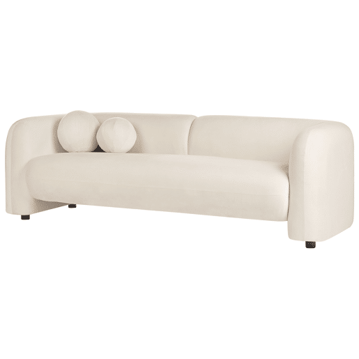 Conjunto de sala de estar LEIREN Veludo Branco creme 4 lugares