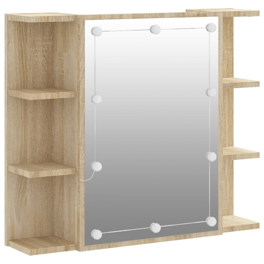 Vidaxl mueble con espejo y luces led roble sonoma 70x16,5x60 cm