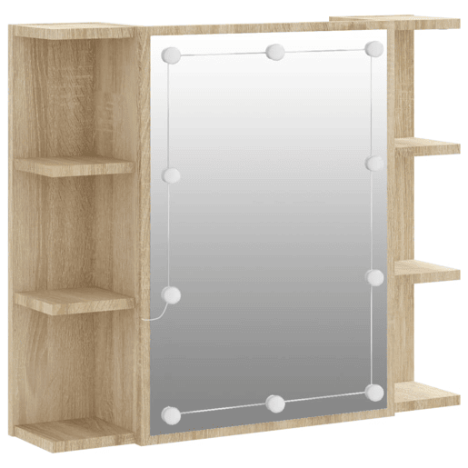 vidaXL Armário espelhado com LED 70x16,5x60 cm carvalho sonoma vidaXL Armário espelhado com LED 70x16,5x60 cm carvalho sonoma