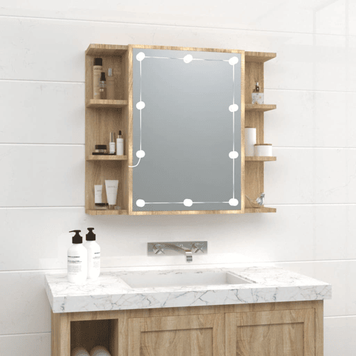 vidaXL Armário espelhado com LED 70x16,5x60 cm carvalho sonoma vidaXL Armário espelhado com LED 70x16,5x60 cm carvalho sonoma