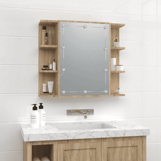 vidaXL Armário espelhado com LED 70x16,5x60 cm carvalho sonoma vidaXL Armário espelhado com LED 70x16,5x60 cm carvalho sonoma
