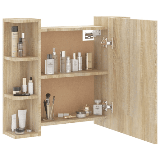 vidaXL Armário espelhado com LED 70x16,5x60 cm carvalho sonoma vidaXL Armário espelhado com LED 70x16,5x60 cm carvalho sonoma