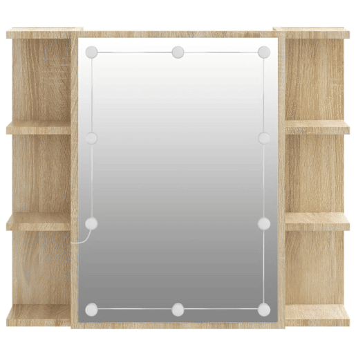 vidaXL Armário espelhado com LED 70x16,5x60 cm carvalho sonoma vidaXL Armário espelhado com LED 70x16,5x60 cm carvalho sonoma