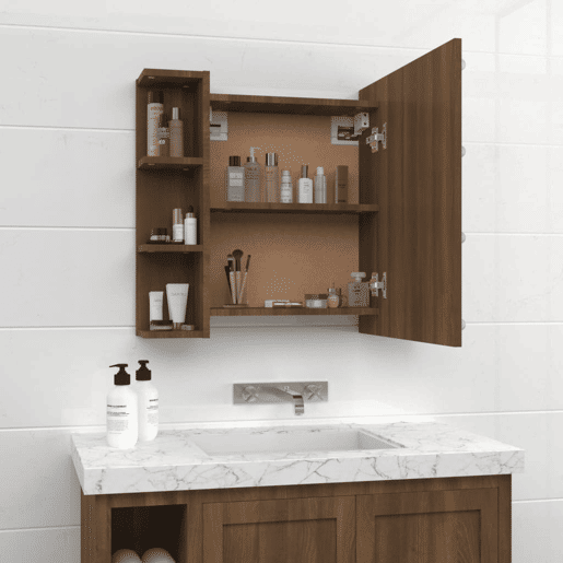 vidaXL Armário espelhado com LED 70x16,5x60 cm carvalho castanho