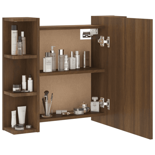 vidaXL Armário espelhado com LED 70x16,5x60 cm carvalho castanho
