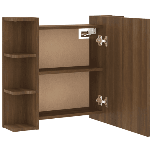 vidaXL Armário espelhado com LED 70x16,5x60 cm carvalho castanho