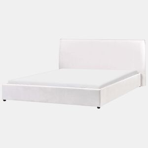 Cama Veludo LAVAUR 180 x 200 cm Branco creme