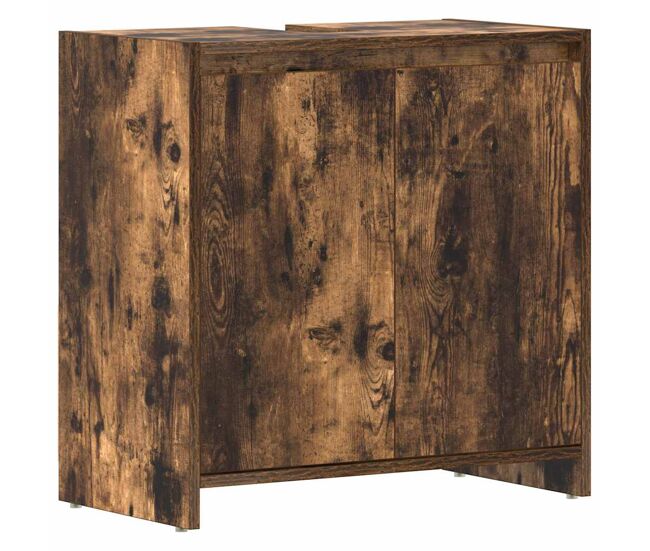 Vidaxl armario de baño madera contrachapada roble ahumado 60x33x61 cm