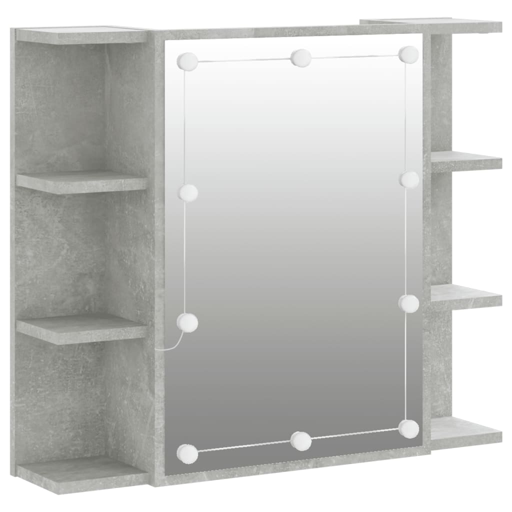 Vidaxl mueble con espejo y luces led gris hormigón 70x16,5x60 cm