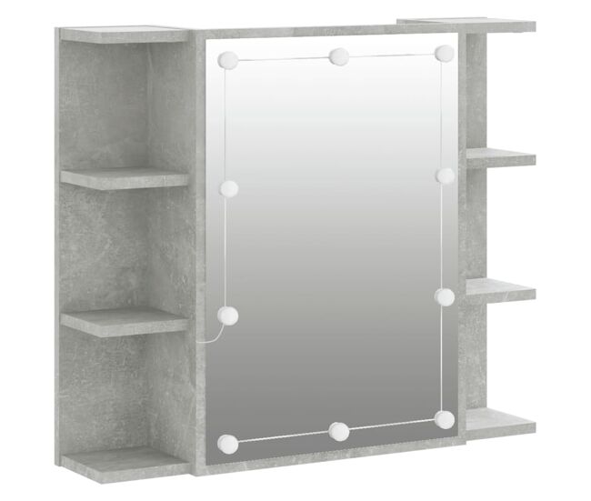 Vidaxl mueble con espejo y luces led gris hormigón 70x16,5x60 cm