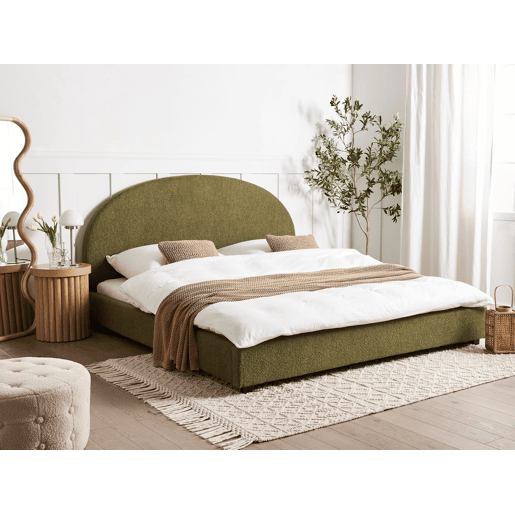 Cama Bouclé VAUCLUSE 180 x 200 cm Verde-oliva