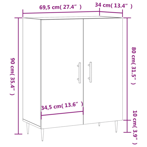 vidaXL Aparador 69,5x34x90 cm derivados de madeira cinzento sonoma vidaXL Aparador 69,5x34x90 cm derivados de madeira cinzento sonoma