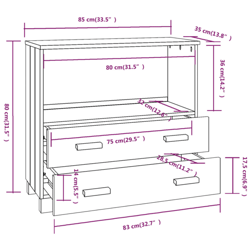 vidaXL Aparador HAMAR 85x35x80 cm pinho maciço castanho-mel vidaXL Aparador HAMAR 85x35x80 cm pinho maciço castanho-mel