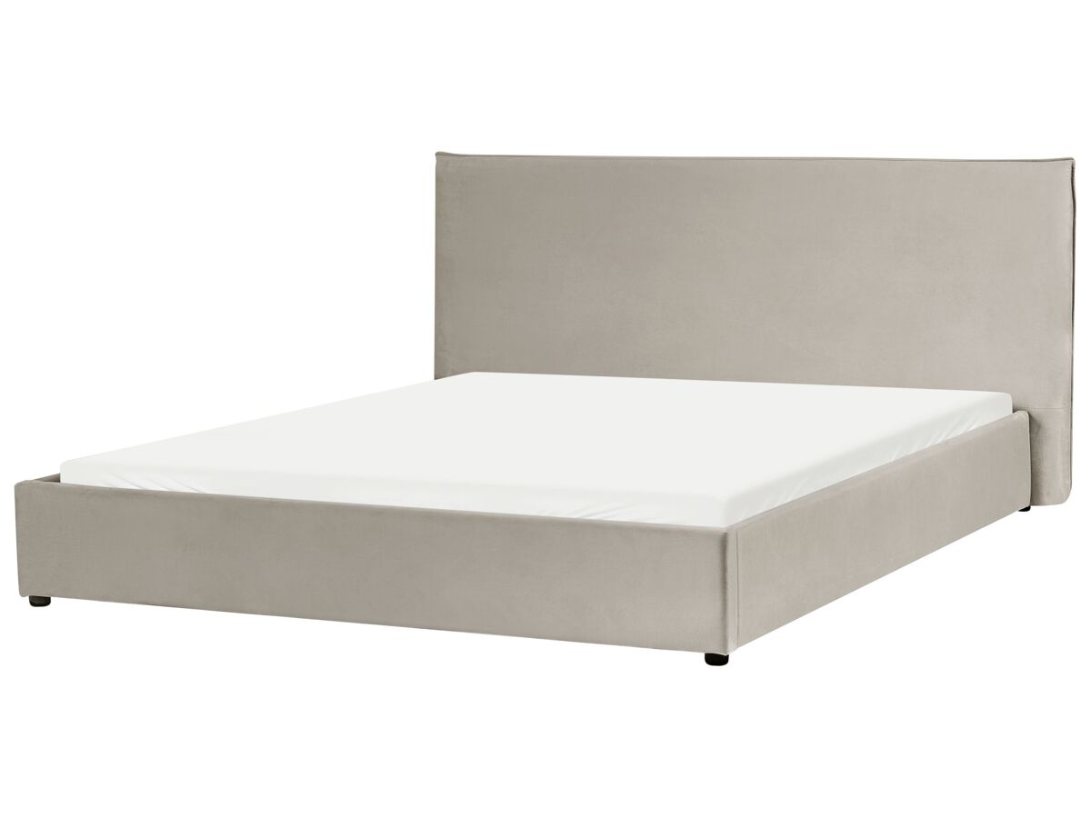 Beliani Cama de agua Terciopelo LAVAUR 204x221 Gris