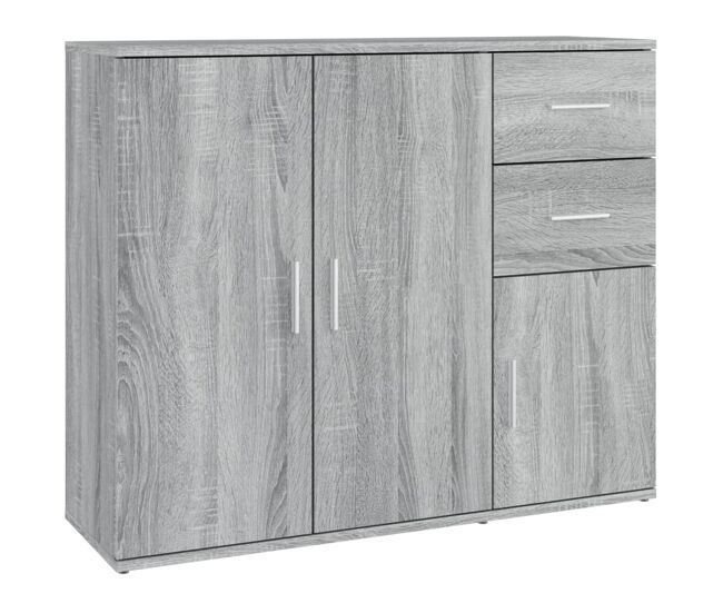 Vidaxl aparador de madera contrachapada gris sonoma 91x29,5x75 cm