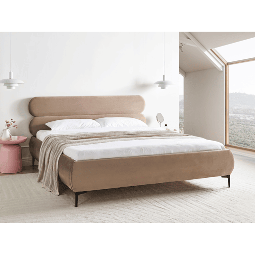 Cama Veludo LESSAY 180 x 200 cm Taupe