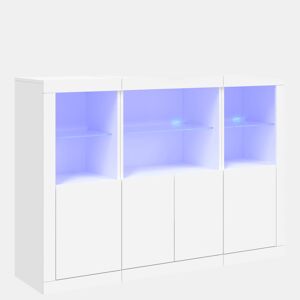 vidaXL Aparadores c luzes LED 3 pcs derivados de madeira branco