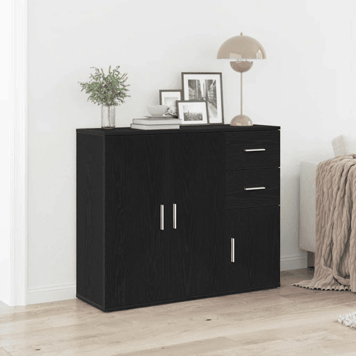 vidaXL Aparador Carvalho Preto 91x29,5x75 cm Madeira Engenheirada