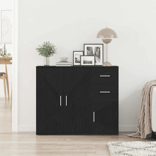 vidaXL Aparador Carvalho Preto 91x29,5x75 cm Madeira Engenheirada