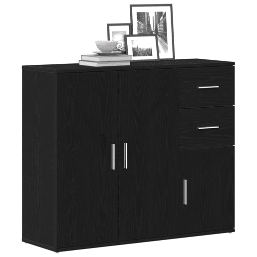 vidaXL Aparador Carvalho Preto 91x29,5x75 cm Madeira Engenheirada