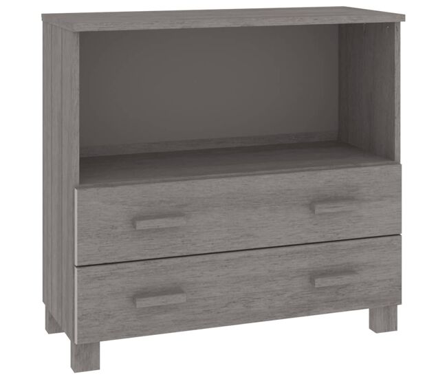 Vidaxl aparador hamar madera maciza de pino gris claro 85x35x80 cm