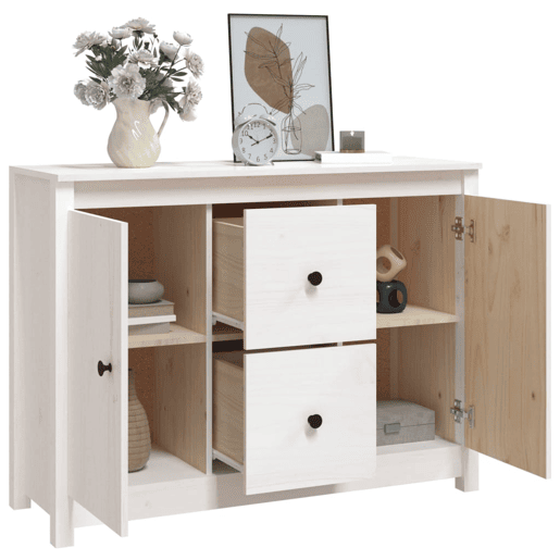 vidaXL Aparador 100x35x74 cm madeira de pinho maciça branco vidaXL Aparador 100x35x74 cm madeira de pinho maciça branco