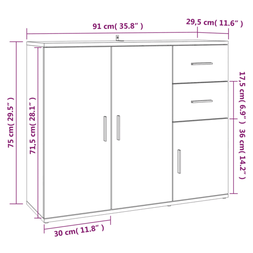 vidaXL Aparador 91x29,5x75 cm derivados de madeira branco