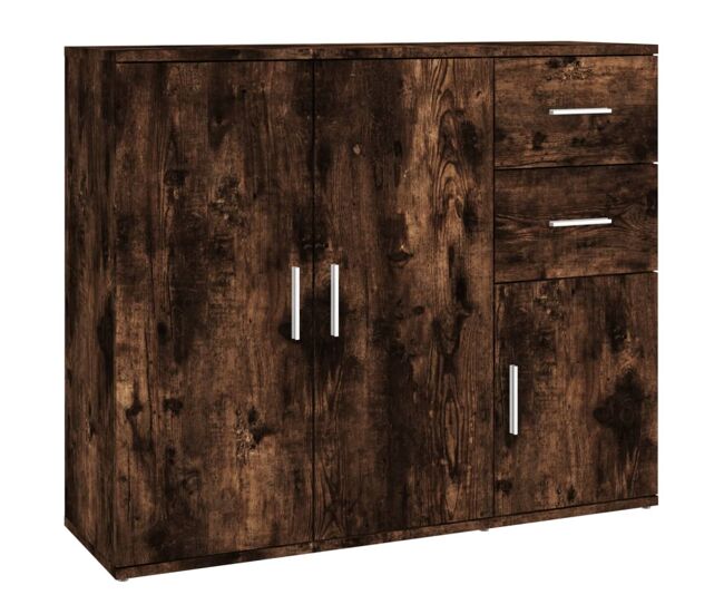 Vidaxl aparador madera contrachapada roble ahumado 91x29,5x75 cm