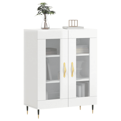 vidaXL Aparador 69,5x34x90 cm madeira processada branco brilhante vidaXL Aparador 69,5x34x90 cm madeira processada branco brilhante