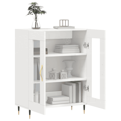 vidaXL Aparador 69,5x34x90 cm madeira processada branco brilhante vidaXL Aparador 69,5x34x90 cm madeira processada branco brilhante