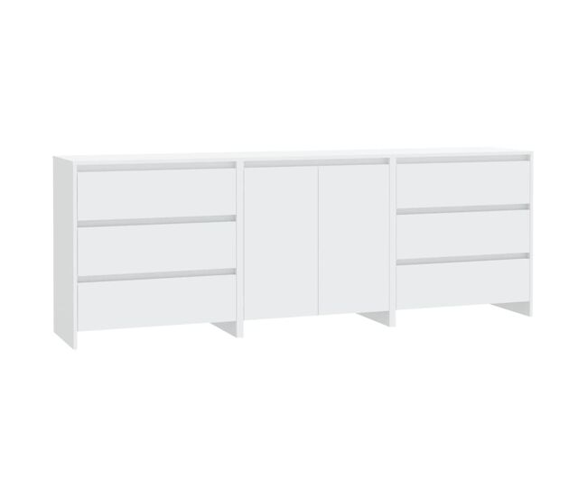 Vidaxl aparador de 3 piezas madera manufacturada blanca
