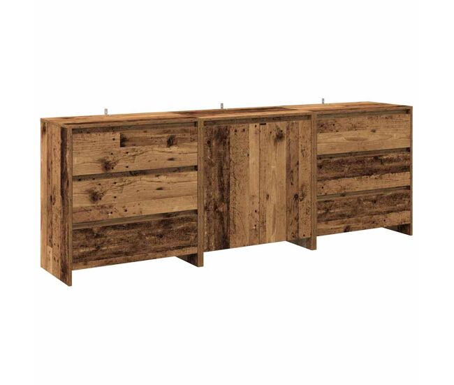 Vidaxl aparador 3 piezas madera vieja madera contrachapada