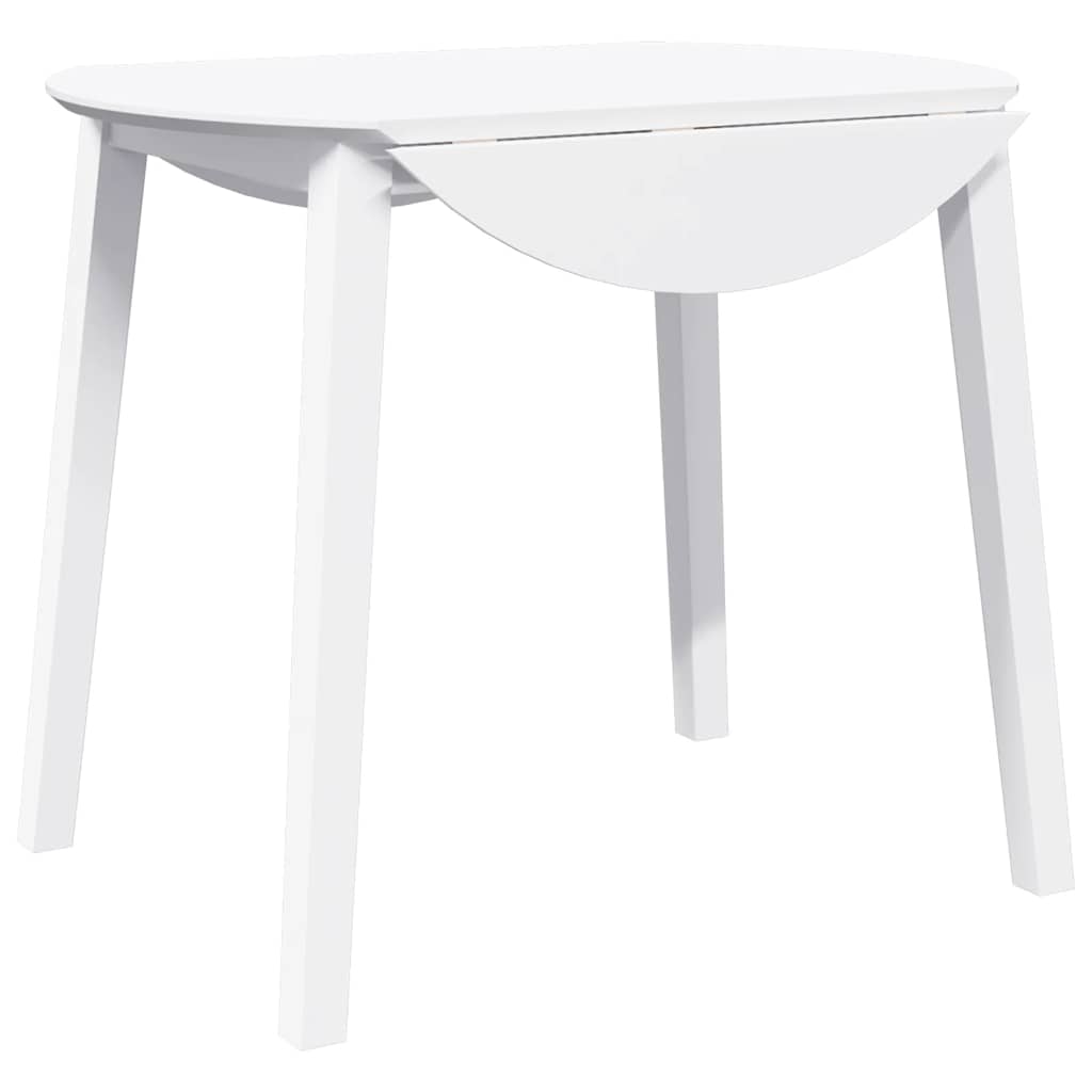 Vidaxl mesa de comedor de madera maciza de caucho blanco