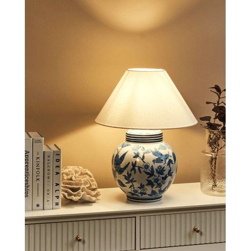 Candeeiro de mesa ARUNCA Porcelana BrancoAzul Candeeiro de mesa ARUNCA Porcelana BrancoAzul