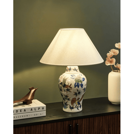 Candeeiro de mesa MORACA Porcelana BrancoAzul Candeeiro de mesa MORACA Porcelana BrancoAzul