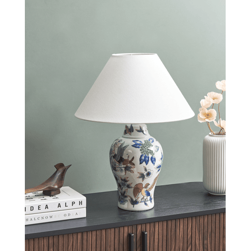 Candeeiro de mesa MORACA Porcelana BrancoAzul Candeeiro de mesa MORACA Porcelana BrancoAzul