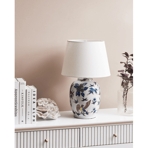 Candeeiro de mesa SUNJA Porcelana BrancoAzul