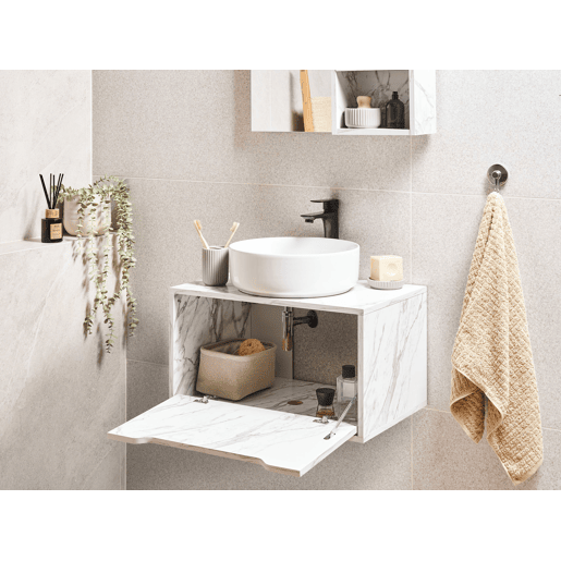 Móvel de casa de banho suspenso PETROLINA 60 cm Mármore branco