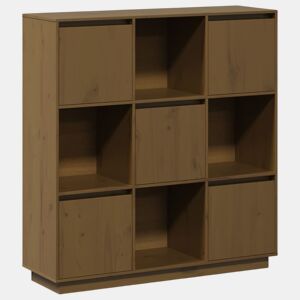 vidaXL Aparador alto 110,5x35x117 cm pinho maciço castanho mel