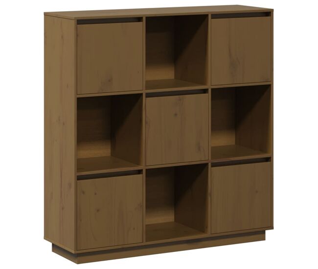Vidaxl aparador alto madera maciza de pino marrón miel 110,5x35x117 cm