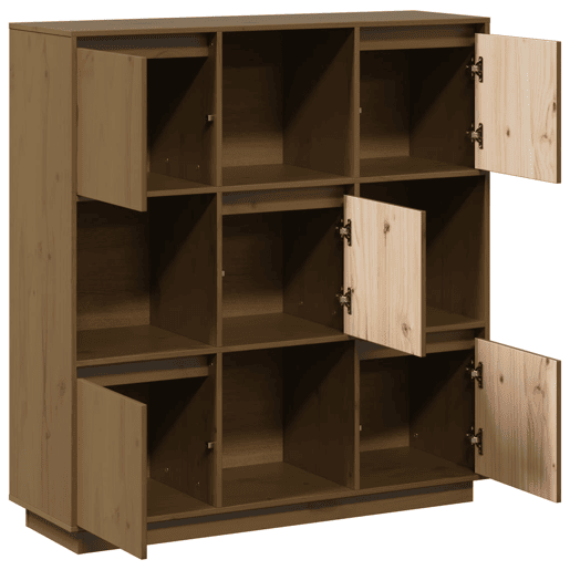vidaXL Aparador alto 110,5x35x117 cm pinho maciço castanho mel