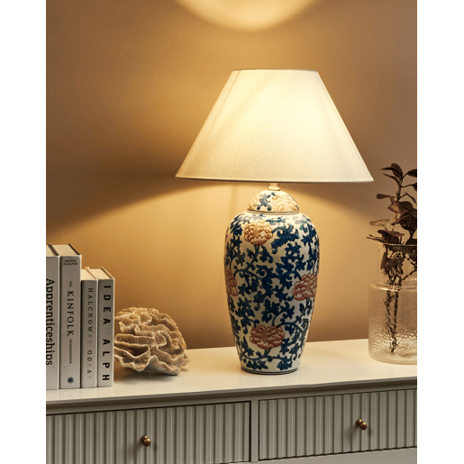 Candeeiro de mesa VERUSA Porcelana BrancoAzul