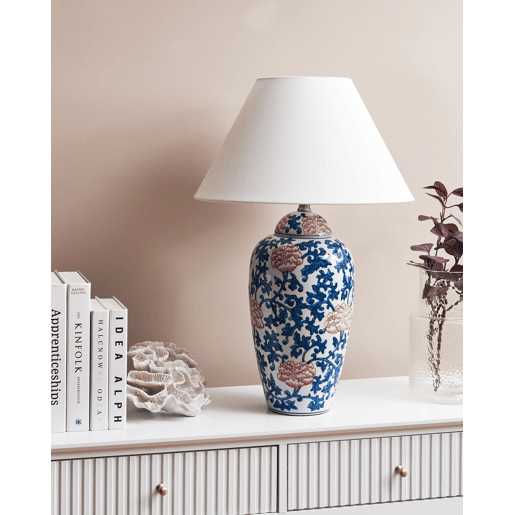 Candeeiro de mesa VERUSA Porcelana BrancoAzul
