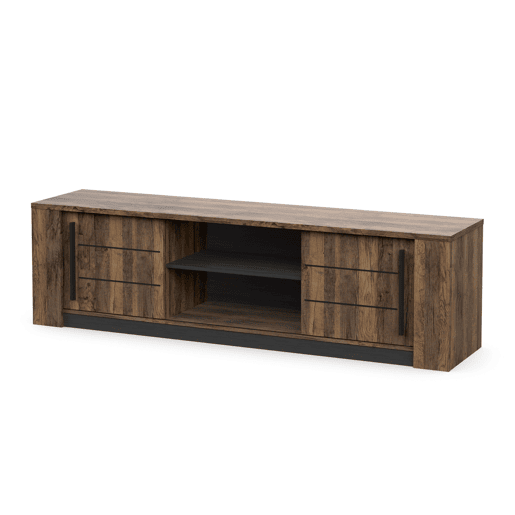 Conjunto de sala de estar com suporte de TV + mesa de centro, conjunto de sala de estar, Monaco, carvalho escuro e preto