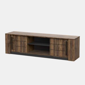 Conjunto de sala de estar com suporte de TV + mesa de centro, conjunto de sala de estar, Monaco, carvalho escuro e preto